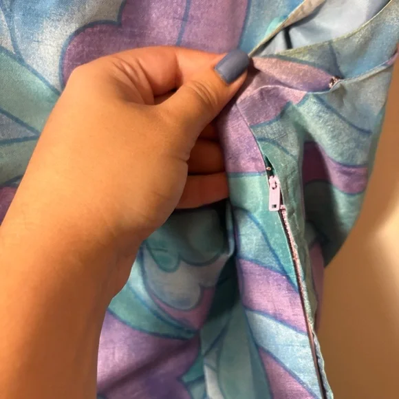 Vintage Blue and Purple Midi Dress - Picture 4 of 4